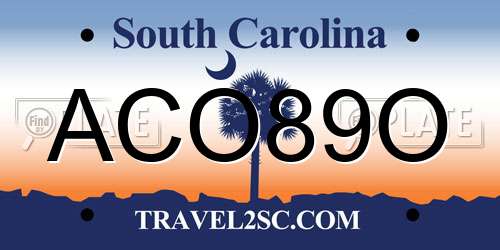 ACO89O South Carolina License Plate