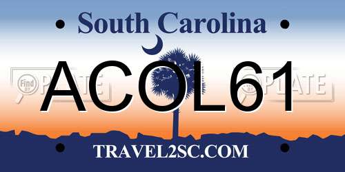 ACOL61 South Carolina License Plate