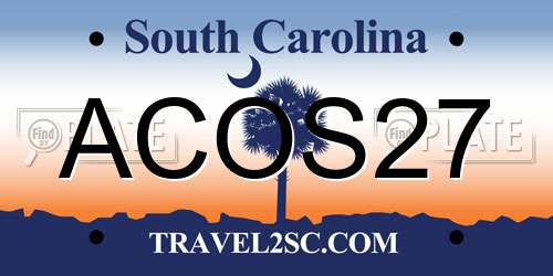 ACOS27 South Carolina License Plate