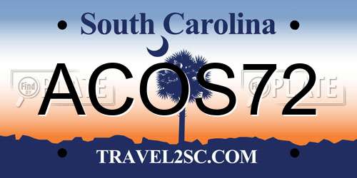 ACOS72 South Carolina License Plate