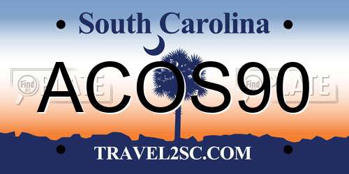 ACOS90 South Carolina License Plate
