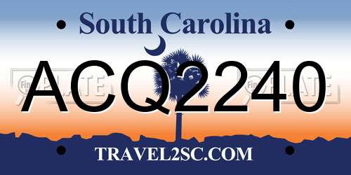 ACQ2240 South Carolina License Plate