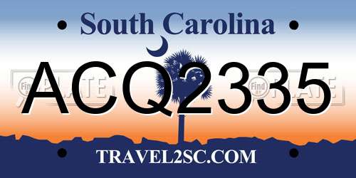 ACQ2335 South Carolina License Plate