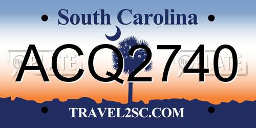 ACQ2740 South Carolina License Plate