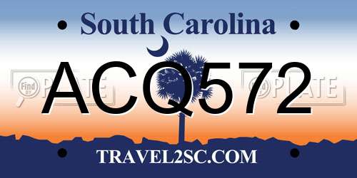 ACQ572 South Carolina License Plate