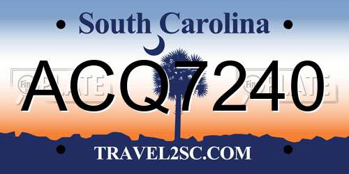 ACQ7240 South Carolina License Plate