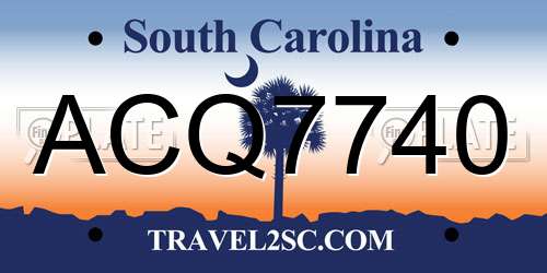 ACQ7740 South Carolina License Plate