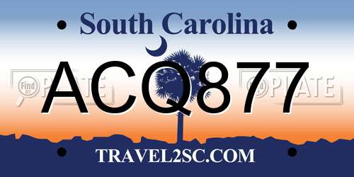 ACQ877 South Carolina License Plate