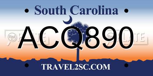 ACQ890 South Carolina License Plate