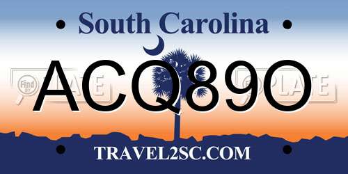 ACQ89O South Carolina License Plate