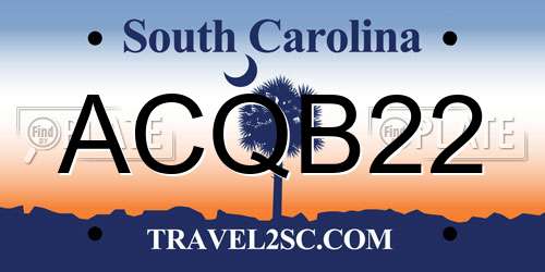 ACQB22 South Carolina License Plate