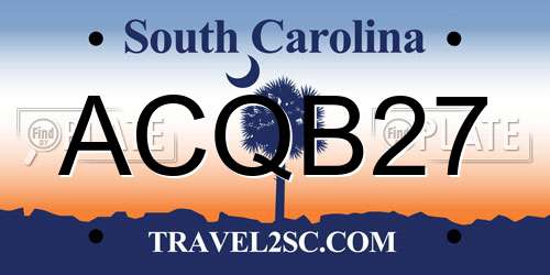 ACQB27 South Carolina License Plate