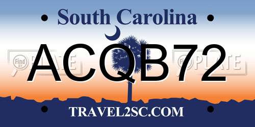 ACQB72 South Carolina License Plate