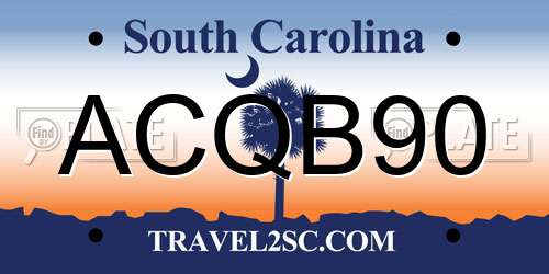 ACQB90 South Carolina License Plate