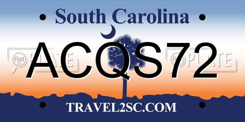 ACQS72 South Carolina License Plate