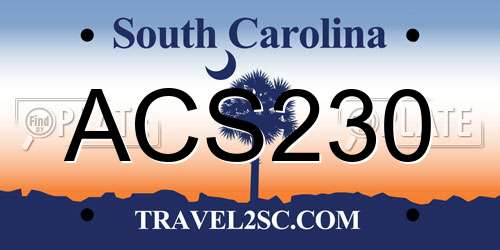 ACS230 South Carolina License Plate