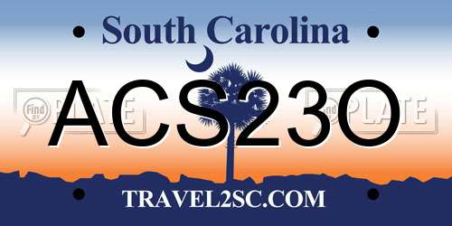 ACS23O South Carolina License Plate