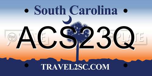 ACS23Q South Carolina License Plate