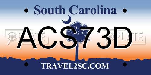 ACS73D South Carolina License Plate