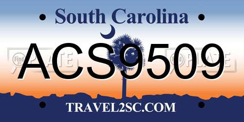 ACS9509 South Carolina License Plate