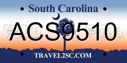 ACS9510 South Carolina License Plate