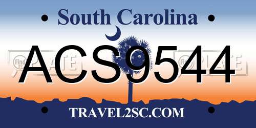 ACS9544 South Carolina License Plate