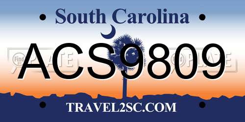 ACS9809 South Carolina License Plate