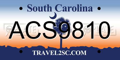 ACS9810 South Carolina License Plate