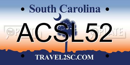 ACSL52 South Carolina License Plate