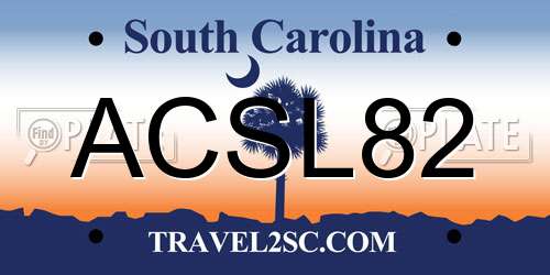 ACSL82 South Carolina License Plate