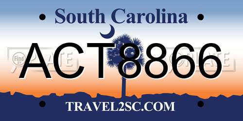ACT8866 South Carolina License Plate