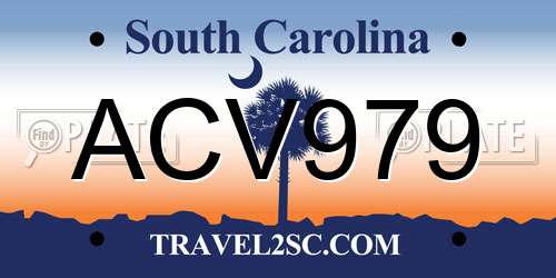 ACV979 South Carolina License Plate