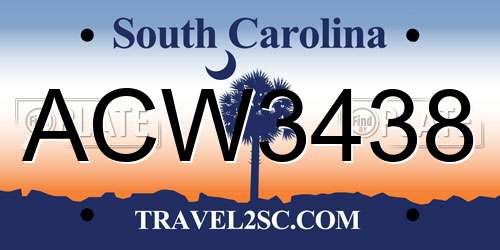 ACW3438 South Carolina License Plate