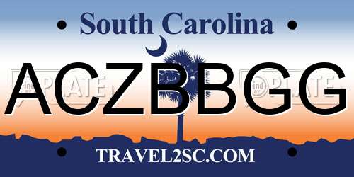 ACZBBGG South Carolina License Plate