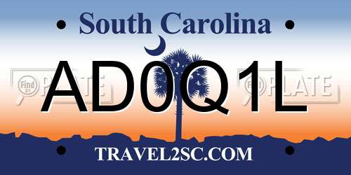 AD0Q1L South Carolina License Plate