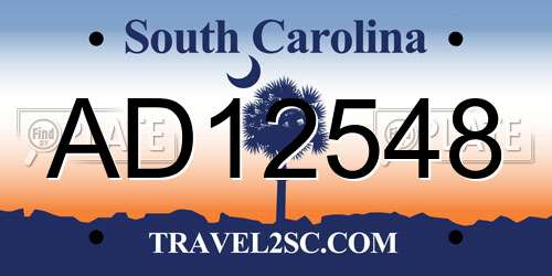 AD12548 South Carolina License Plate