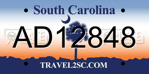 AD12848 South Carolina License Plate