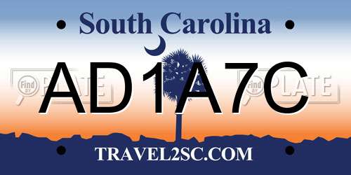 AD1A7C South Carolina License Plate