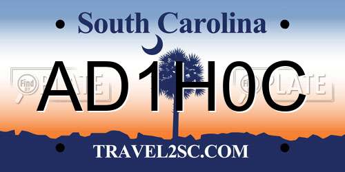 AD1H0C South Carolina License Plate