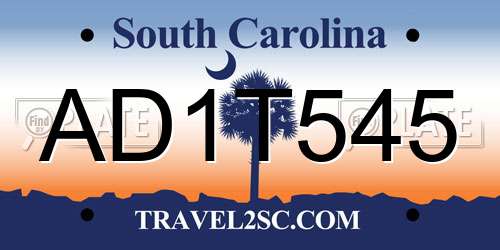 AD1T545 South Carolina License Plate