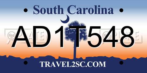 AD1T548 South Carolina License Plate