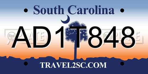 AD1T848 South Carolina License Plate