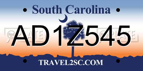 AD1Z545 South Carolina License Plate