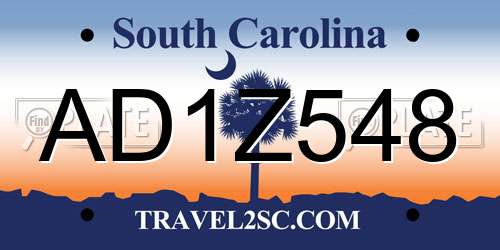 AD1Z548 South Carolina License Plate