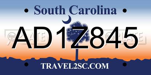 AD1Z845 South Carolina License Plate