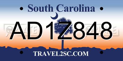 AD1Z848 South Carolina License Plate