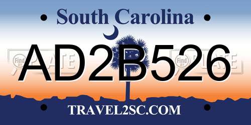 AD2B526 South Carolina License Plate