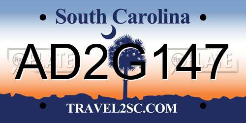 AD2G147 South Carolina License Plate