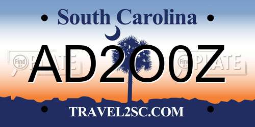 AD2O0Z South Carolina License Plate