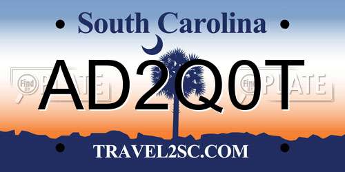 AD2Q0T South Carolina License Plate